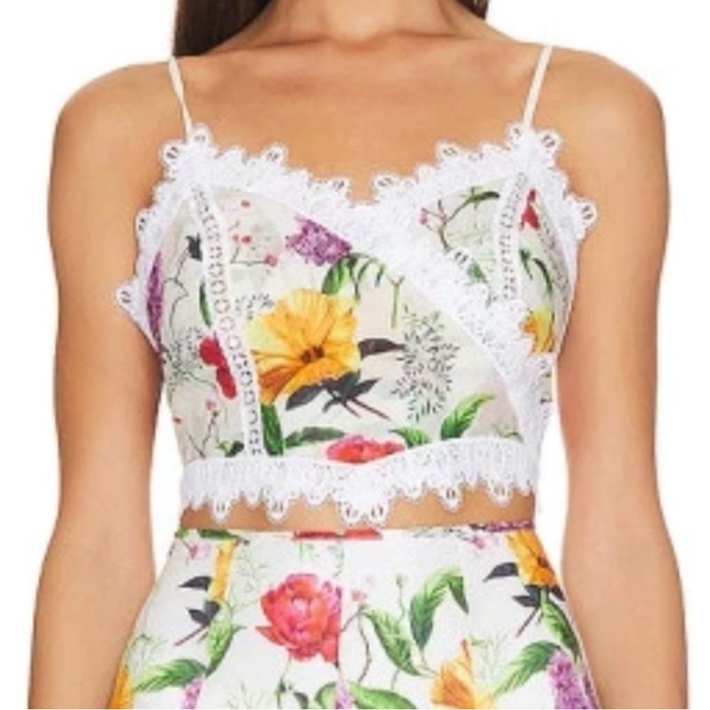 Charo Ruiz Multicolor Floral Lace Crop Top